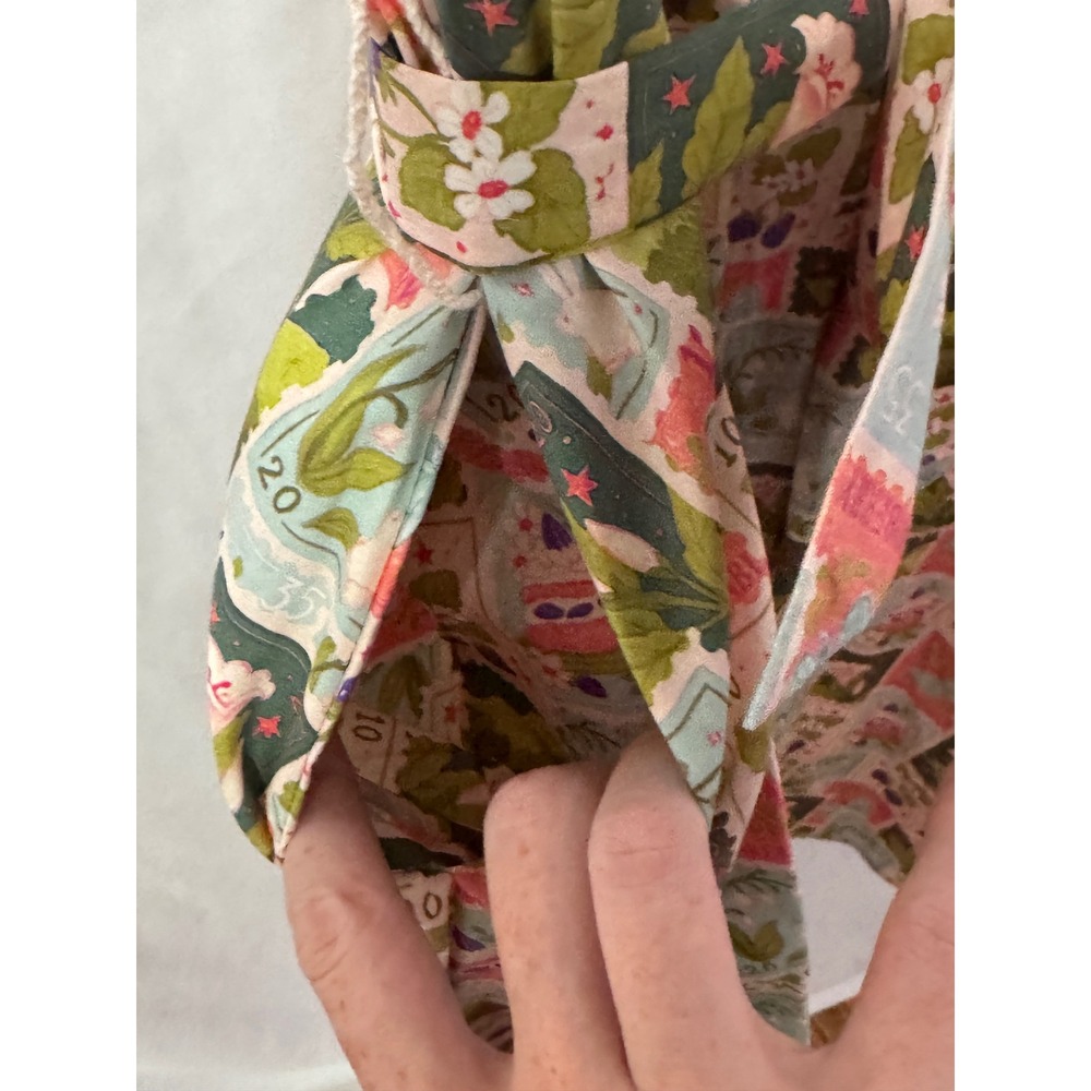 Tulip B Stamp Print Fit Flare Dress W M/L Pink Green Cottagecore Vintage Style - Picture 6 of 8